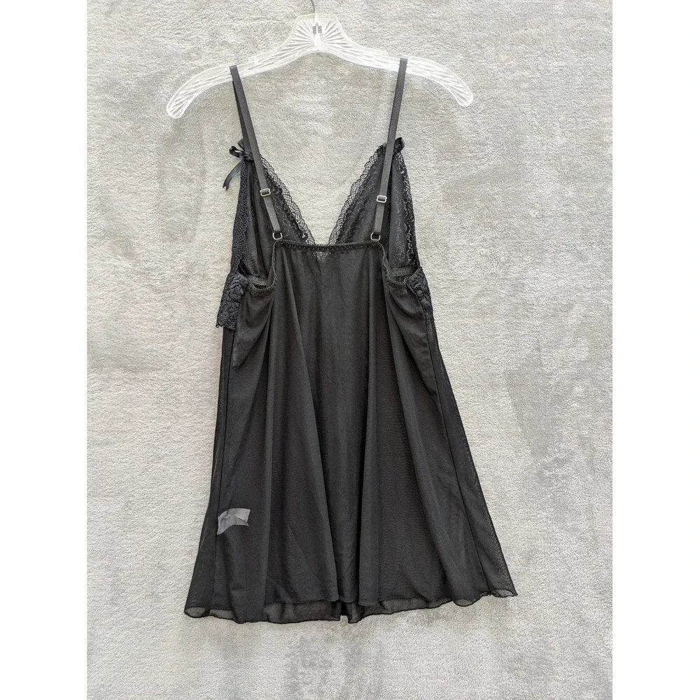 Coquette Babydoll Nightgown Womens XL Black Lace Sheer Mesh‎ Chemise Lingerie